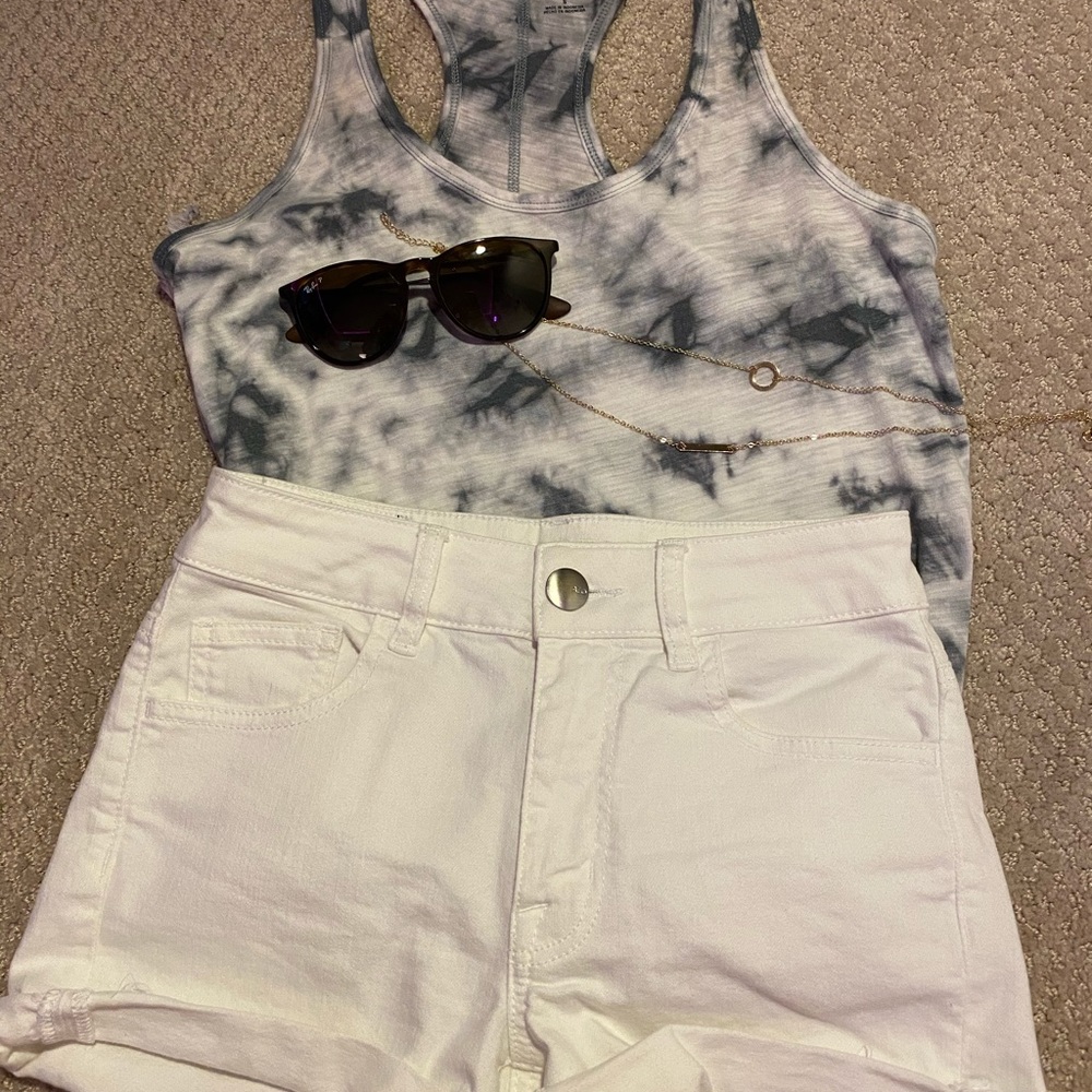 AEO white jean shorts